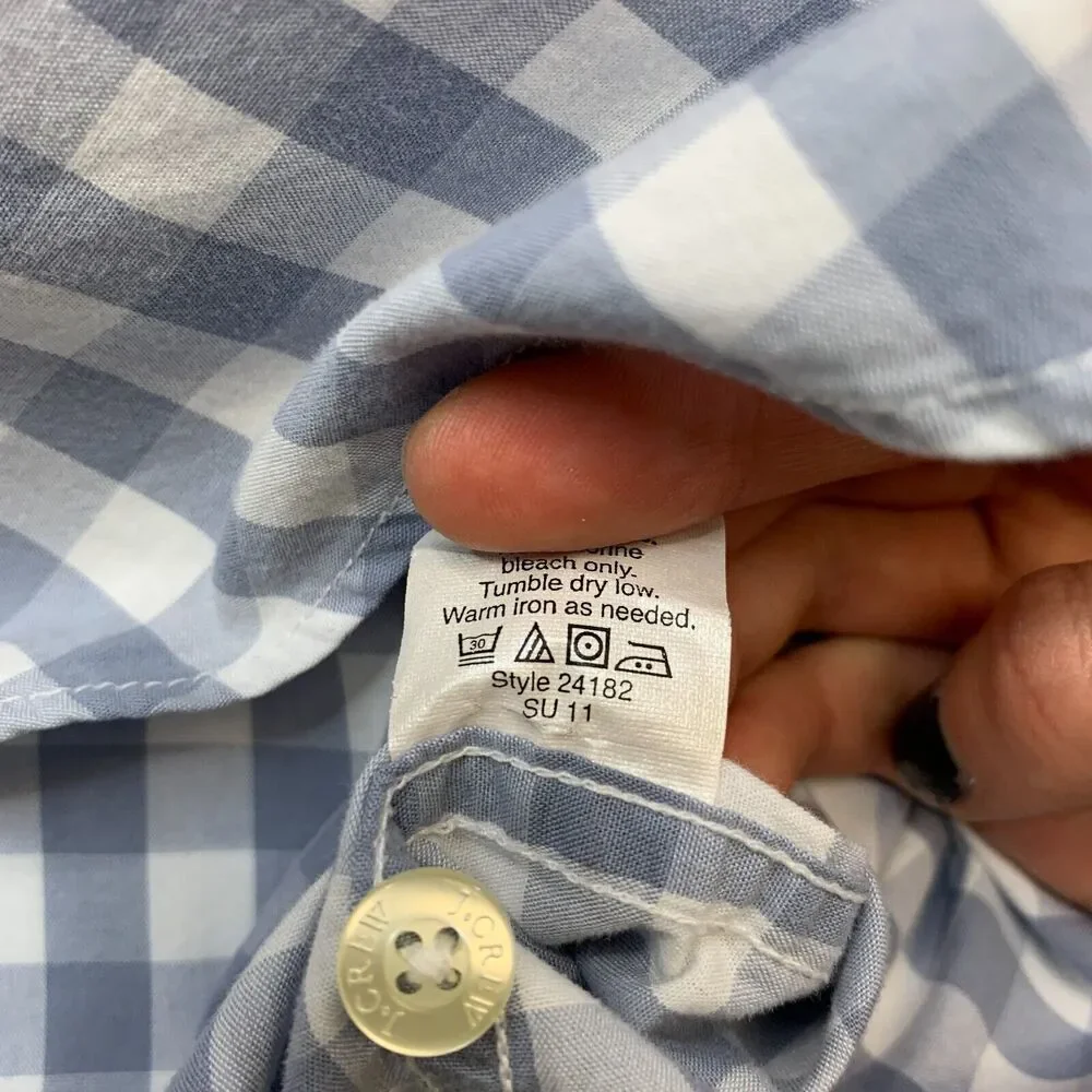 J.Crew Tailored Fit Shirt Men XS Extra Small Gingham Check Button Up *READ